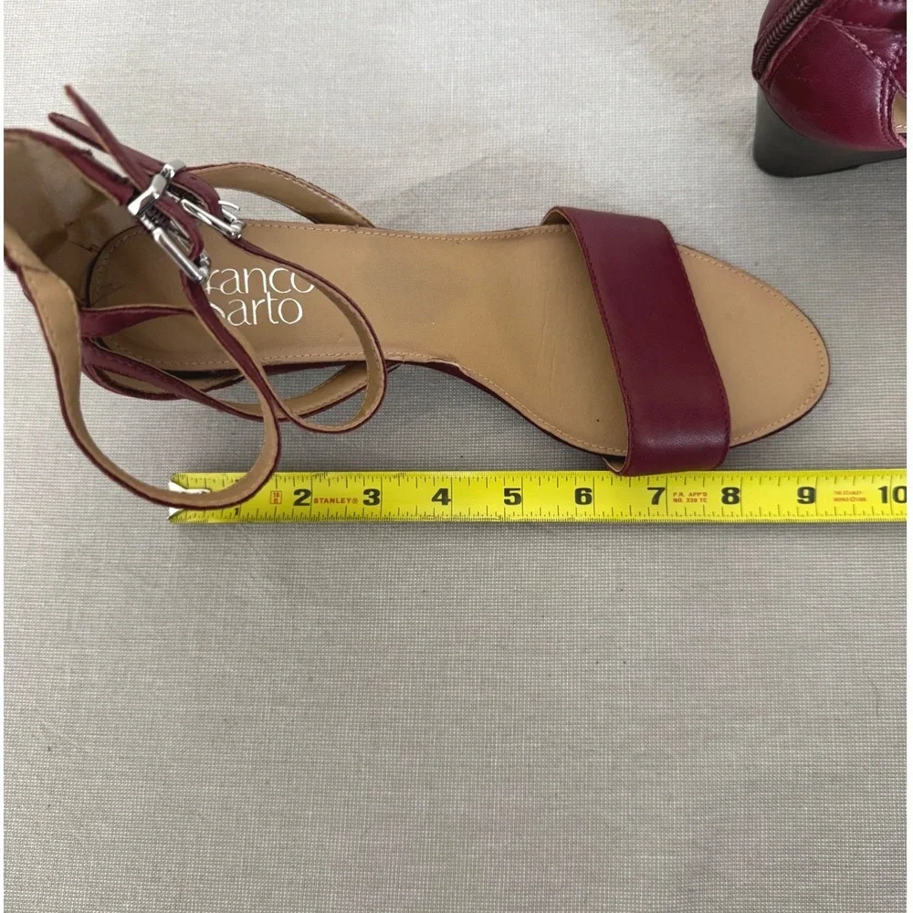 Franco Sarto Danissa‎ Leather Wedge Sandal Size 8 Burgundy